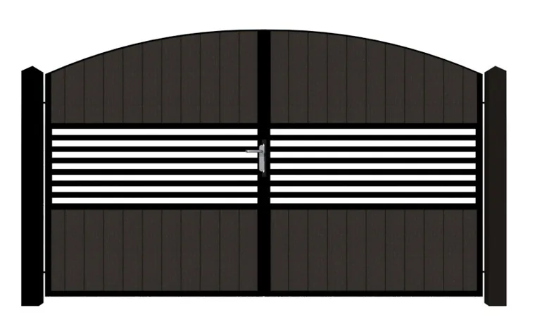 The Blaenavon electric gate — bell-arched with a slat band