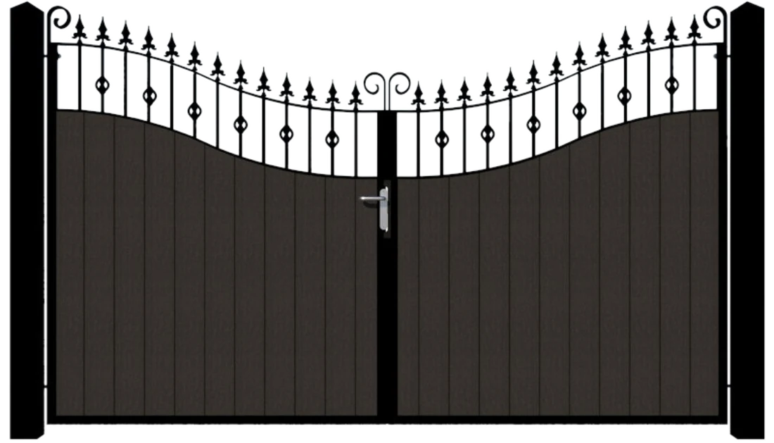 The Abertillery bespoke electric gate with ornate finials
