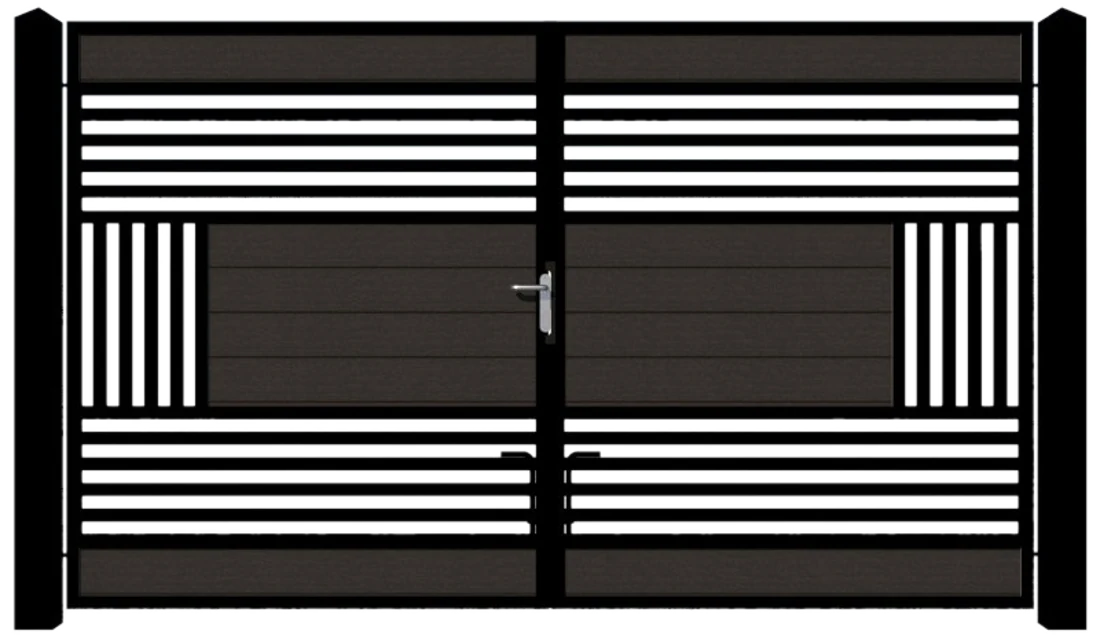 The Cwm modern electric gate with horizontal slat detailing